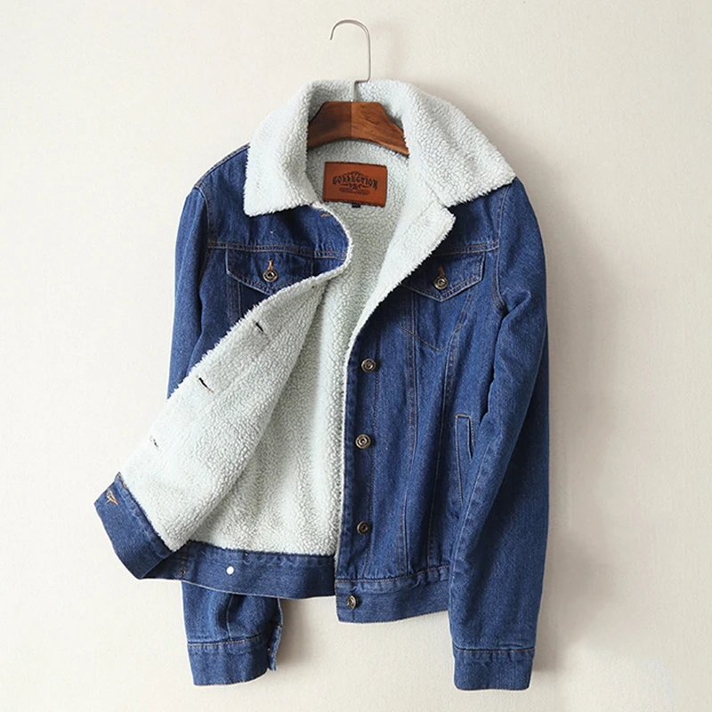 Spring Autumn Winter New Women lambswool jean Coat With 4 Pockets Long Sleeves Warm Jeans Coat Outwear Wide Denim Jacket
Spring Autumn Winter New Women lambswool jean Coat With 4 Pockets Long Sleeves Warm Jeans Coat Outwear Wide Denim Jacket