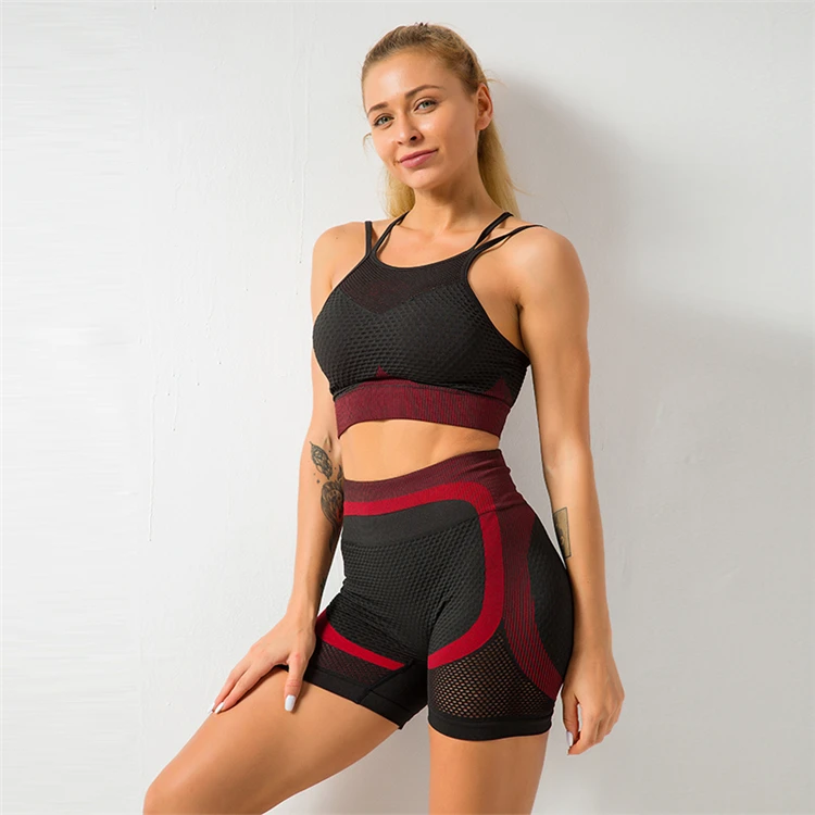 Wholesale Quick Dry Women Yoga Bra With Shorts Suits Sexy Ladies Mesh Active Wear Yoga Clothes Two Pcs Set, Customized colors
Wholesale Quick Dry Women Yoga Bra With Shorts Suits Sexy Ladies Mesh Active Wear Yoga Clothes Two Pcs Set, Customized colors