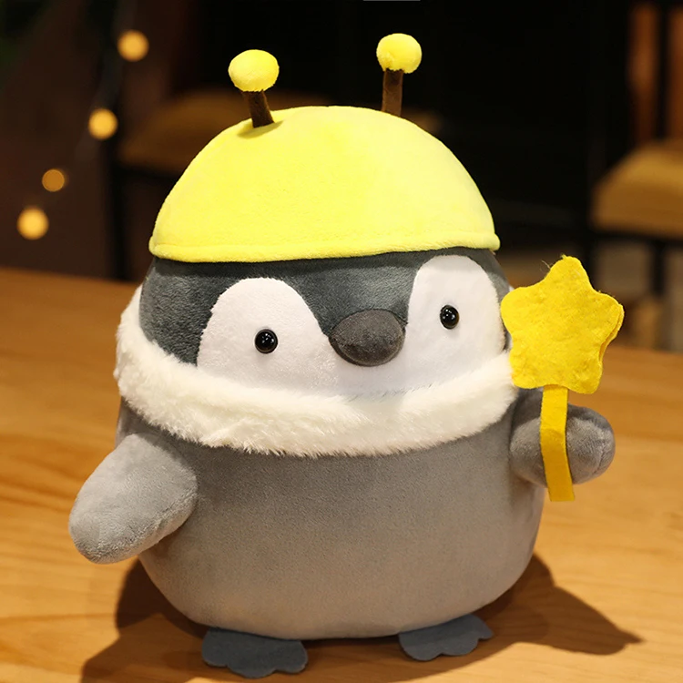 

wholesale Japanese positive energy penguin transformed into giant panda penguin stuffed animal plush toy doll for gift, Red