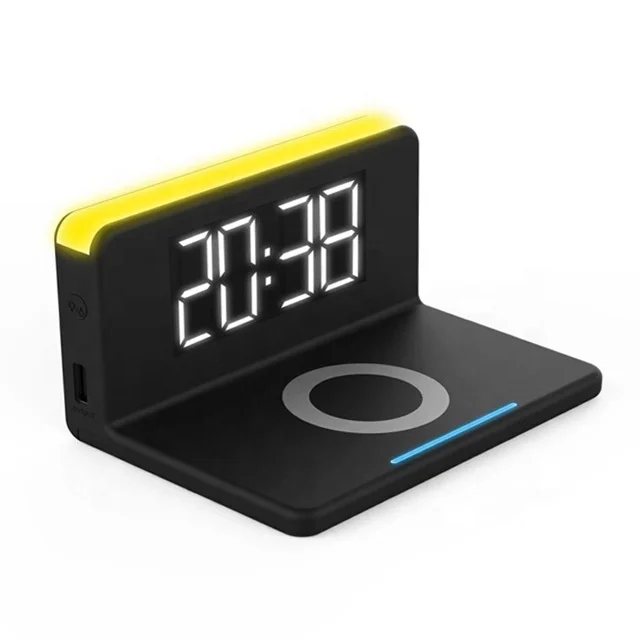 10W Qi Desktop USB Mobile Phone Fast Charging Digital LED Alarm Clock Wireless Charger, Black,white
10W Qi Desktop USB Mobile Phone Fast Charging Digital LED Alarm Clock Wireless Charger, Black,white