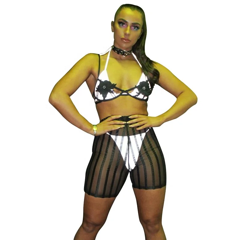Wholesale Cheapest Club Wear Striped Mesh Gauze Transparent Women Club Wear Sexy Shorts Set, Black
Wholesale Cheapest Club Wear Striped Mesh Gauze Transparent Women Club Wear Sexy Shorts Set, Black