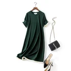 2020 Green Black Casual Elegant Knee-Length Ladies T Dresses Plus Size Clothes Women