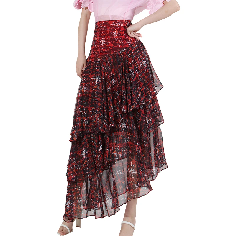 TWOTWINSTYLE Summer New Style Green Chiffon Material A Line Floral Long Skirts For Women Elegant
TWOTWINSTYLE Summer New Style Green Chiffon Material A Line Floral Long Skirts For Women Elegant