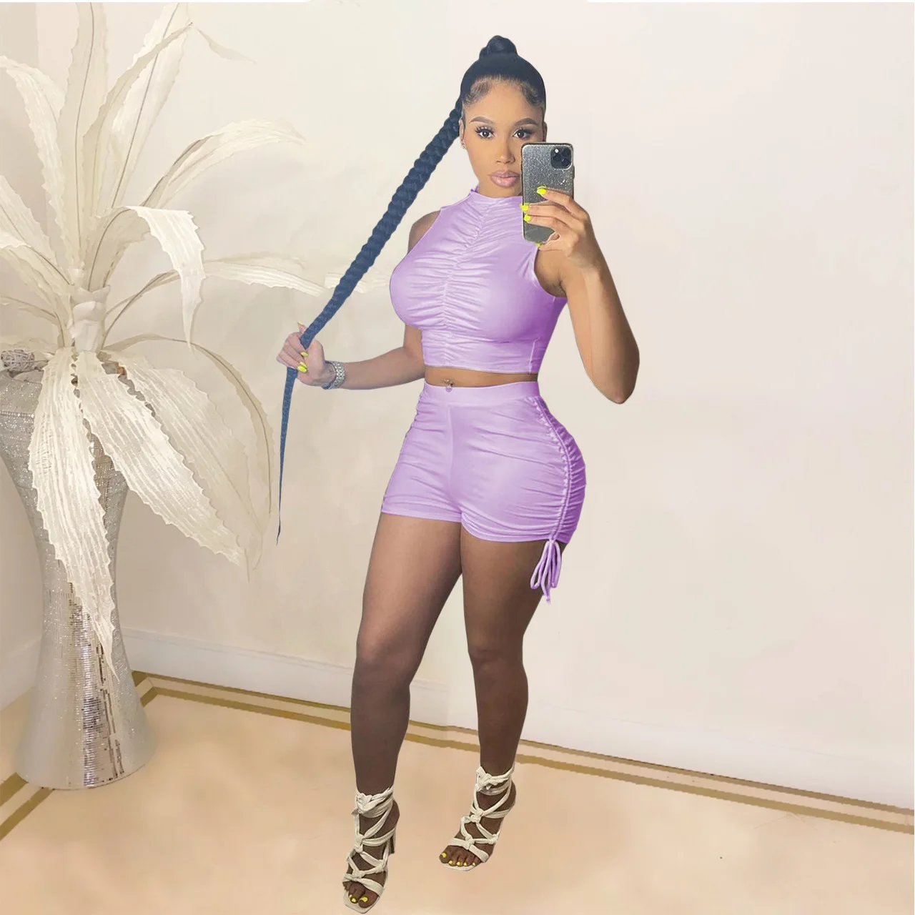 Free Shipping R05068 - women casual bandage sleeveless solid color short pants two piece set
Free Shipping R05068 - women casual bandage sleeveless solid color short pants two piece set