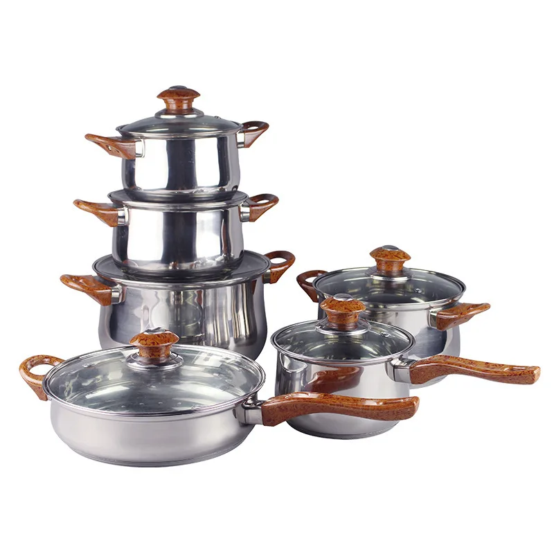 12pcs modern knock down handle wood grain series stainless steel cookware sets, Customized color
12pcs modern knock down handle wood grain series stainless steel cookware sets, Customized color