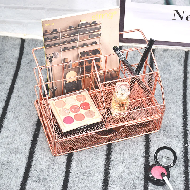 Desktop drawer type storage and organize multi-cell stationery office supplies combination basket, Rose gold/ gold
Desktop drawer type storage and organize multi-cell stationery office supplies combination basket, Rose gold/ gold