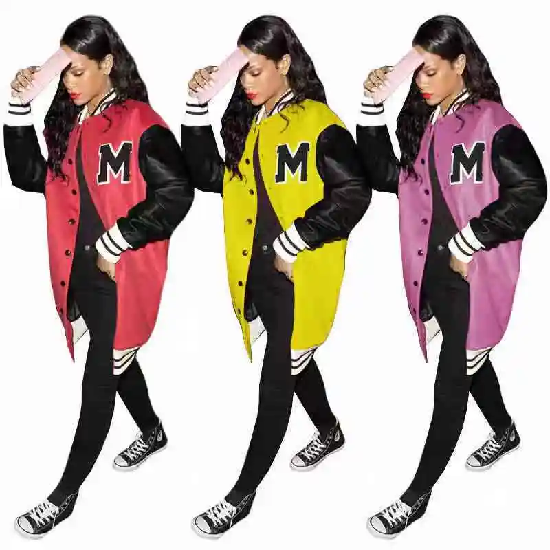 2022 fall winter women fashion letterman baseball jacket chenille patch high street oversized long coat casual style, As picture
2022 fall winter women fashion letterman baseball jacket chenille patch high street oversized long coat casual style, As picture