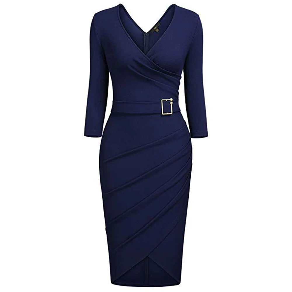 Latest Design Elegant Deep V-Neck 3/4 Sleeve Women Office Lady Formal Wear Pencil Dress, Customized color
Latest Design Elegant Deep V-Neck 3/4 Sleeve Women Office Lady Formal Wear Pencil Dress, Customized color