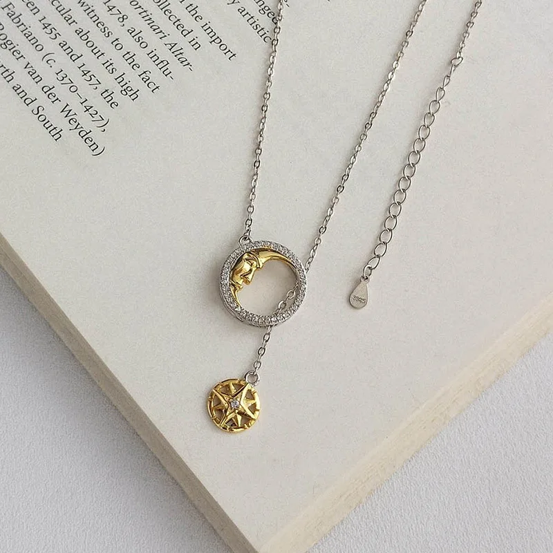 INS Simple 925 Sterling Sliver Sun&Moon Design Vintage Gold Crystal Necklace, As shown in the picture
INS Simple 925 Sterling Sliver Sun&Moon Design Vintage Gold Crystal Necklace, As shown in the picture