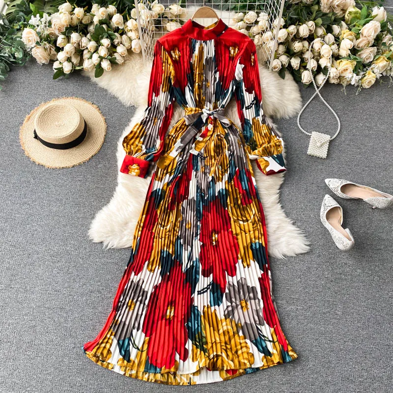 2022 Fashion Print Long Dress Stand Collar Fit Ladies Maxi Casual Floral Dress Women
2022 Fashion Print Long Dress Stand Collar Fit Ladies Maxi Casual Floral Dress Women
