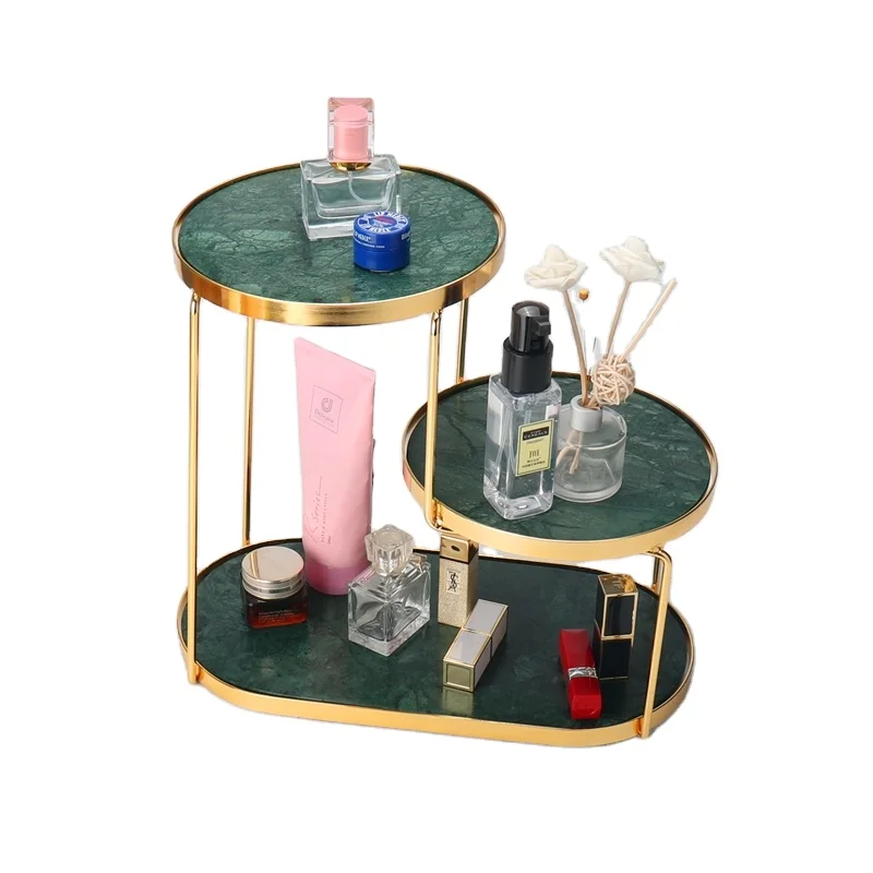 Creativity Marble Plate Cosmetic Three-layer Gold Plating Marble Storage Rack For home Accessories, White black green
Creativity Marble Plate Cosmetic Three-layer Gold Plating Marble Storage Rack For home Accessories, White black green