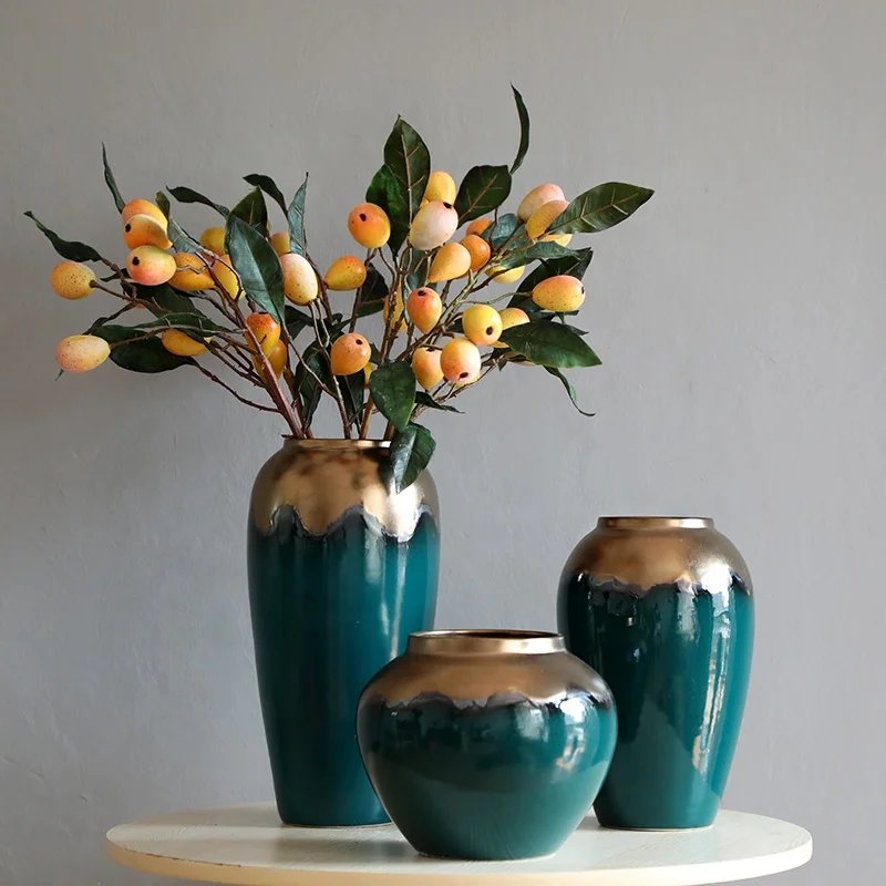 Golden edge luxury Jingdezhen ceramic vase set of 3 piece for Living room table flower arrangement set, Green
Golden edge luxury Jingdezhen ceramic vase set of 3 piece for Living room table flower arrangement set, Green