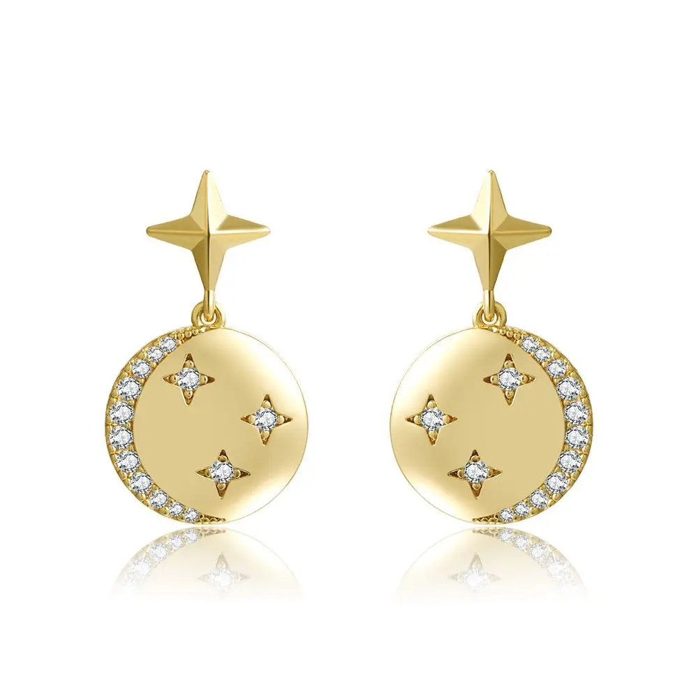 Korean Design Real Gold Plated Inlaid Diamond Geometric Disc Pendant Earring CZ Zircon Star Moon Drop Earrings
Korean Design Real Gold Plated Inlaid Diamond Geometric Disc Pendant Earring CZ Zircon Star Moon Drop Earrings