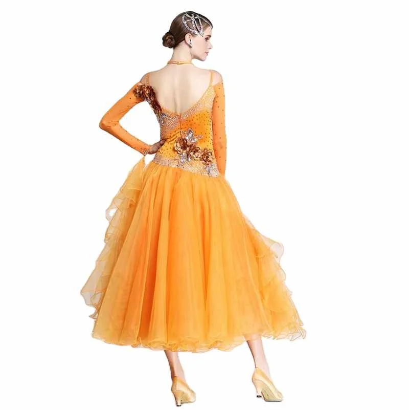 New style round neck orange ballroom dance wear competition ballroom dance dress
New style round neck orange ballroom dance wear competition ballroom dance dress