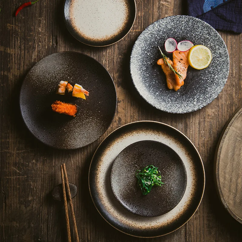 Japanese retro ceramic shallow dish black restaurant color glaze dish bone household tableware flat dish, Customized accord
Japanese retro ceramic shallow dish black restaurant color glaze dish bone household tableware flat dish, Customized accord
