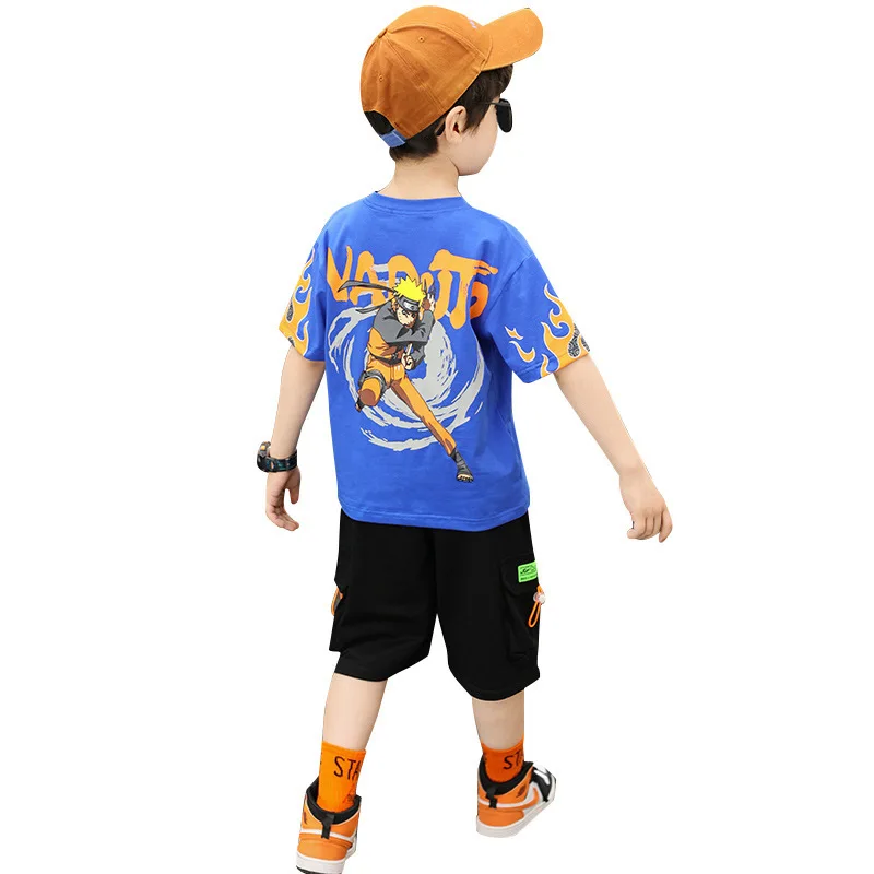 Handsome boy short-sleeved suit kids suit, White, blue