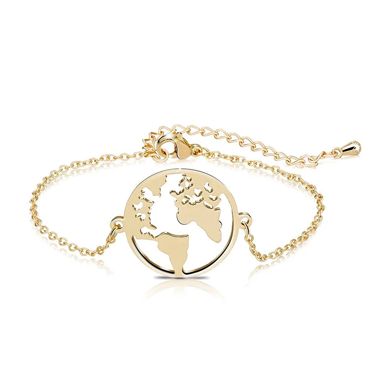 Unique High Quality Gold Silver Rose Plated Stainless Steel Women Girls Charm World Map Bracelet For Gift, As picture
Unique High Quality Gold Silver Rose Plated Stainless Steel Women Girls Charm World Map Bracelet For Gift, As picture