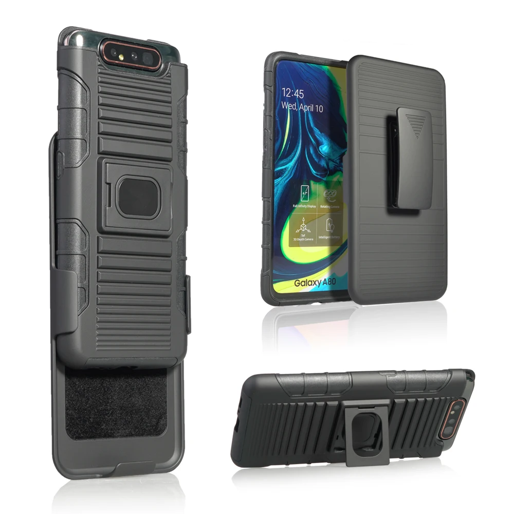 Multi-layer heavy duty protector robot holster phone case for samsung galaxy A80, Black
Multi-layer heavy duty protector robot holster phone case for samsung galaxy A80, Black