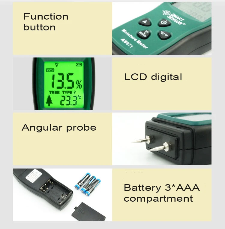 Smart Sensor As Mini Lumber Humidity Digital Wood Moisture Meter