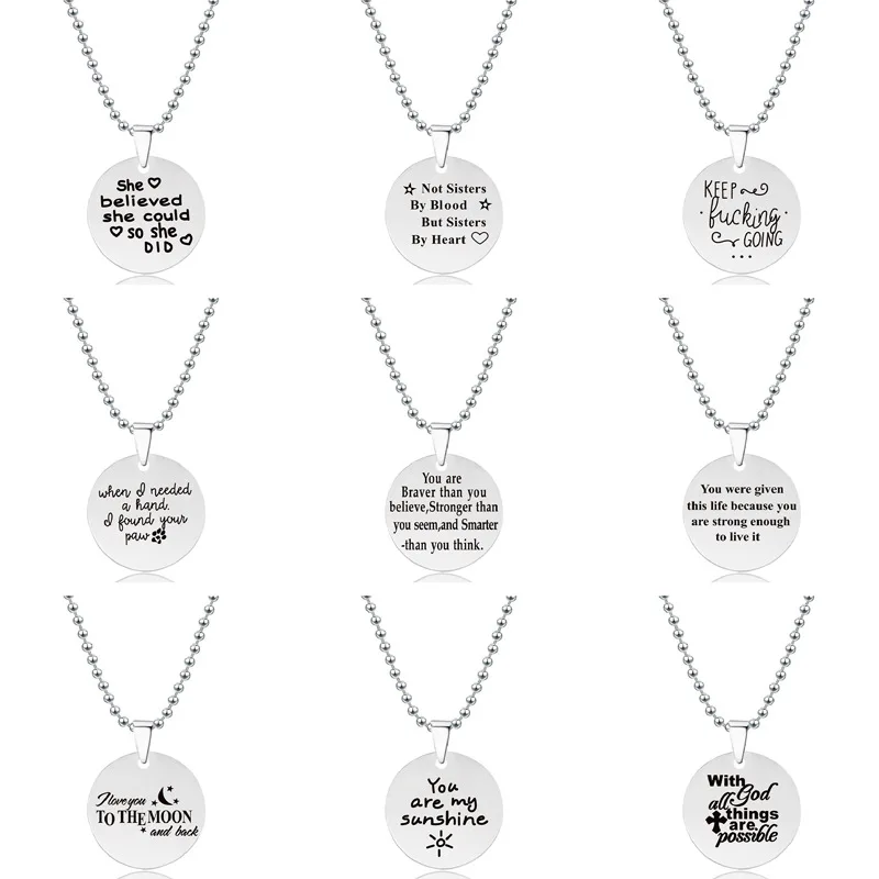 European Custom Christmas Gift Necklace Unique Stainless Steel Round Pendant Alphabet Necklace for Unisex, Silver
European Custom Christmas Gift Necklace Unique Stainless Steel Round Pendant Alphabet Necklace for Unisex, Silver