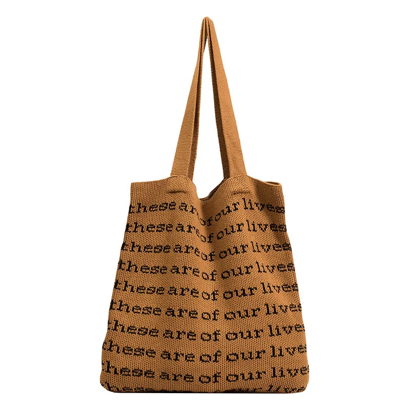 Letter print knitted bag woman 2021 new fashion portable shopping bag wholesale simple korean shoulder bag
Letter print knitted bag woman 2021 new fashion portable shopping bag wholesale simple korean shoulder bag