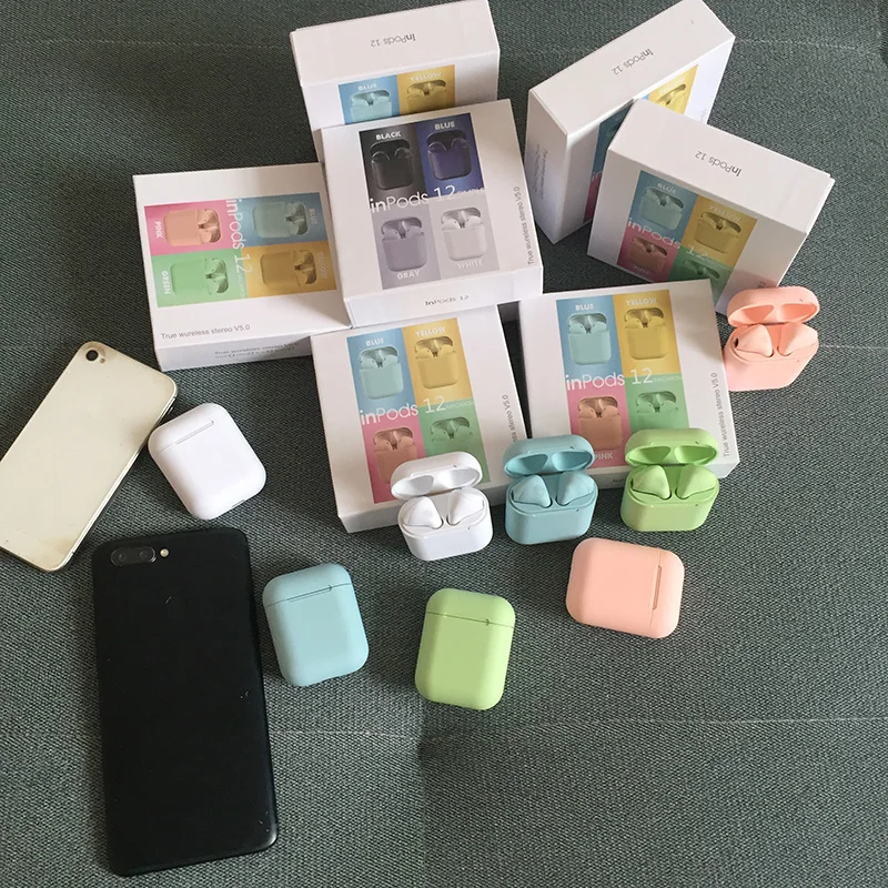OEM Macaron Inpods 12 Frosted Feel Touch Control TWS 5.0 Stereo Mini Wireless Bluetooth Earphone BT Gaming Headphone for iPhone - ANKUX.COM