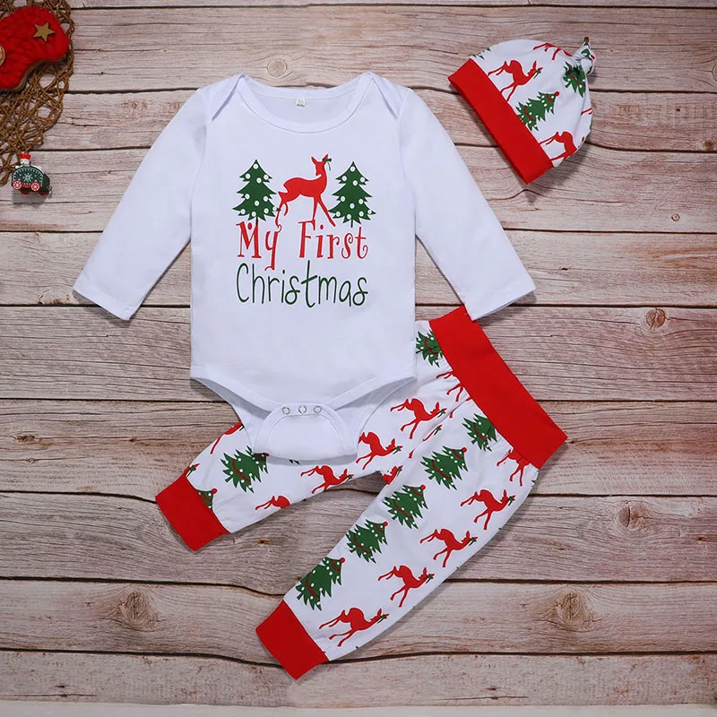 Infant Baby Girl Christmas Outfits My 1st Christmas Romper Bodysuit Elk Pants Hat Xmas Clothes Set, Picture shows
Infant Baby Girl Christmas Outfits My 1st Christmas Romper Bodysuit Elk Pants Hat Xmas Clothes Set, Picture shows