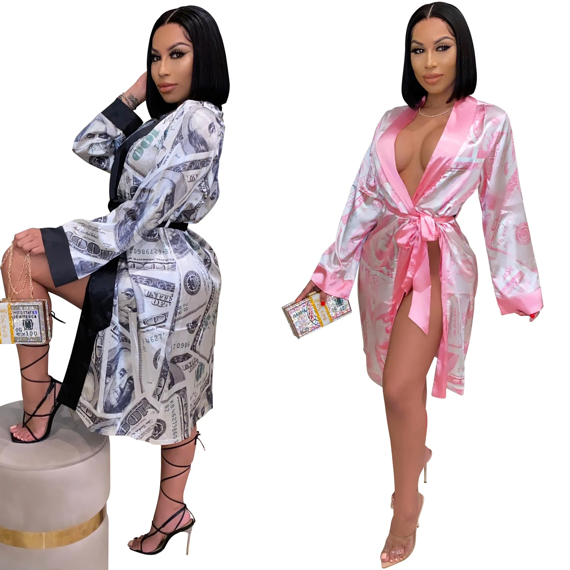 Hot Sale Sexy Casual Ladies' Robe Fashion Dollar Printed Long Sleeve Cardigan Homewear Bathrobe Pajamas Lounge Wear, Picture color
Hot Sale Sexy Casual Ladies' Robe Fashion Dollar Printed Long Sleeve Cardigan Homewear Bathrobe Pajamas Lounge Wear, Picture color