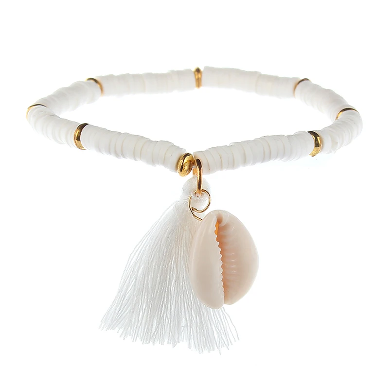Boho Soft Pottery Polymer Clay Bracelets Colorful Beads Shell Tassel charm Bracelet Jewelry Bracelet For Women
Boho Soft Pottery Polymer Clay Bracelets Colorful Beads Shell Tassel charm Bracelet Jewelry Bracelet For Women