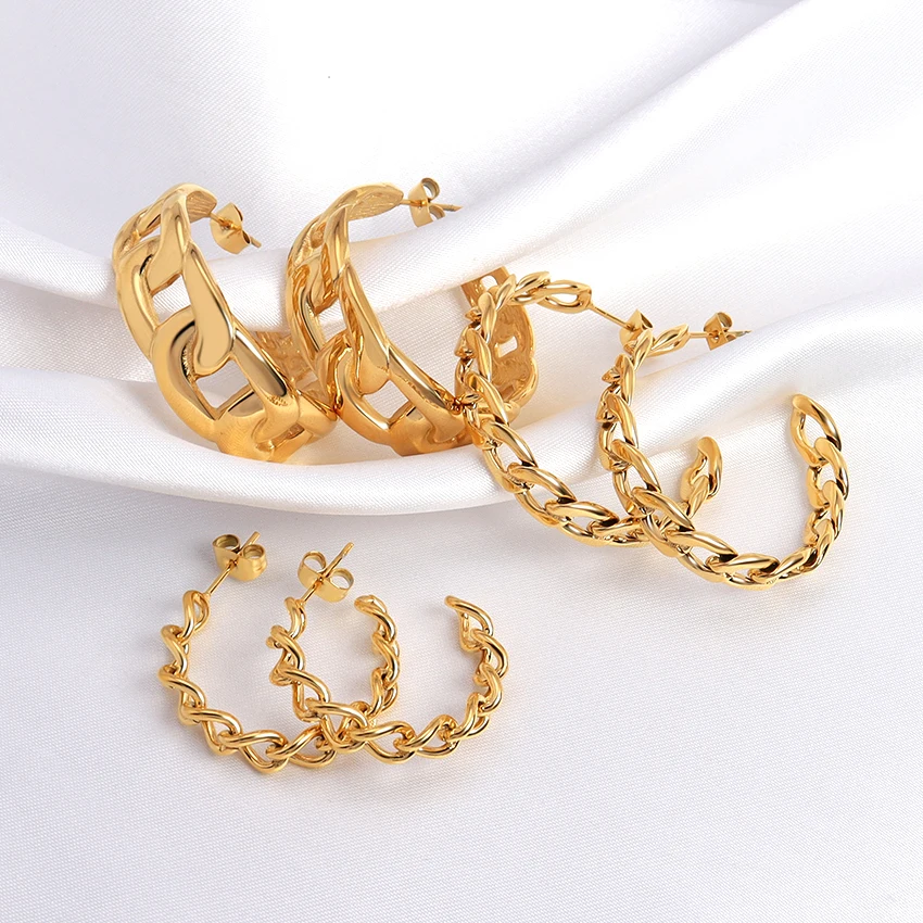 Hot Selling Fashion Jewelry Cuban Chain Earrings C Hoop Earrings Big Curb Link Chain Earrings Set Hypoallergenic Women Jewelry
Hot Selling Fashion Jewelry Cuban Chain Earrings C Hoop Earrings Big Curb Link Chain Earrings Set Hypoallergenic Women Jewelry