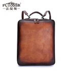 Custom Logo Zipper Handmade Genuine Leather Bags Retro Backpack For Men