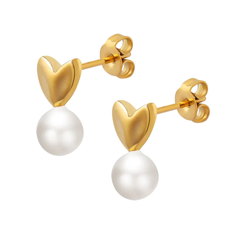 Trendy Earring 18K Gold Plated Imitation Pearl Heart Stud Earrings Stainless Steel Earrings Wholesale
Trendy Earring 18K Gold Plated Imitation Pearl Heart Stud Earrings Stainless Steel Earrings Wholesale