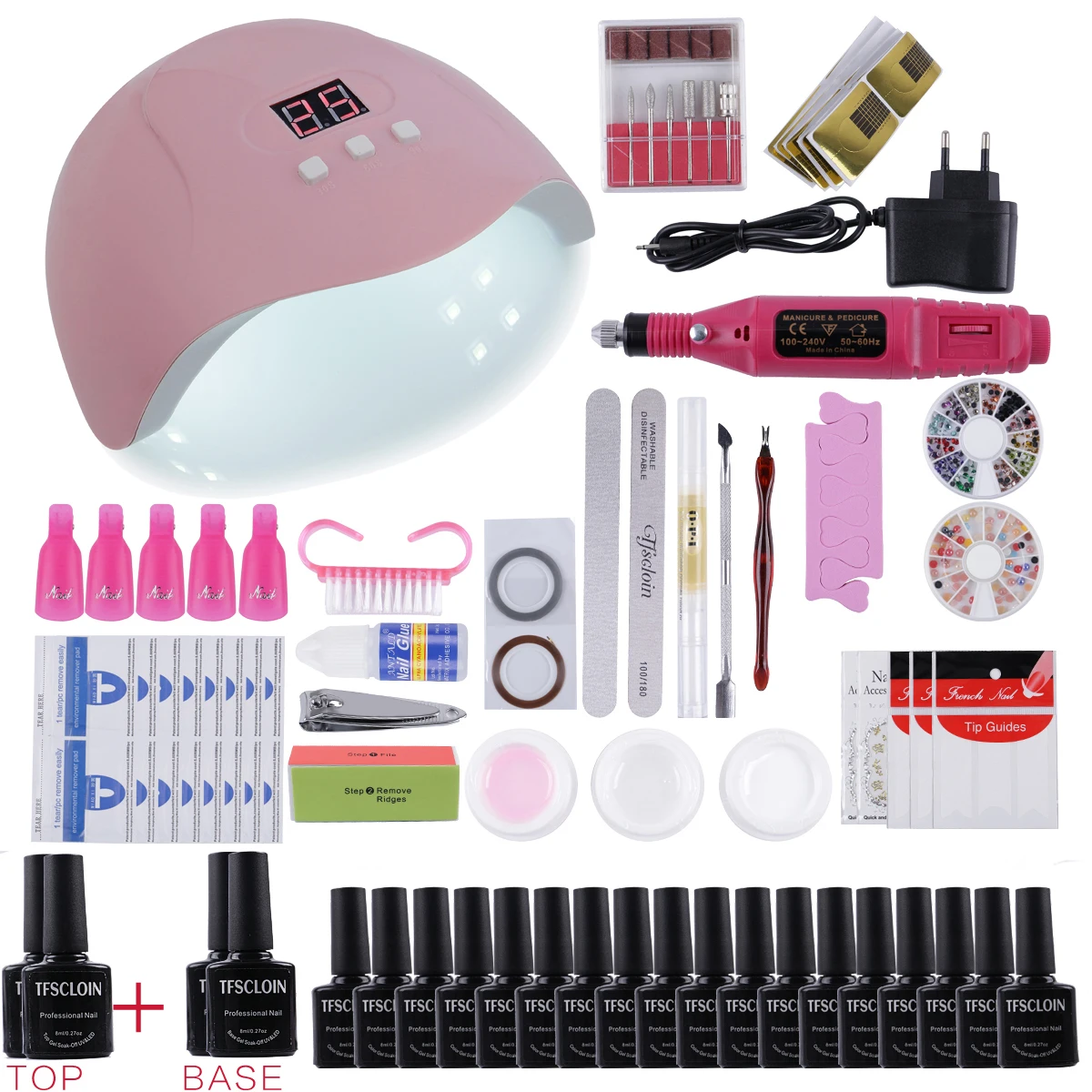 

Wholesale High Quality 54W Nail Dryer Kit With Gel Nail Polish Kit With 12/22Pcs UV Gel Acrylic Nail with UV Lamp, 12/22 colors