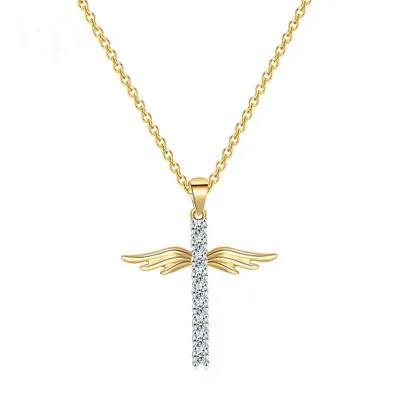 Popular Gold Plated Crystal Angel Wings Necklace Shiny CZ Cross Pendant Necklace For Men and Women
Popular Gold Plated Crystal Angel Wings Necklace Shiny CZ Cross Pendant Necklace For Men and Women