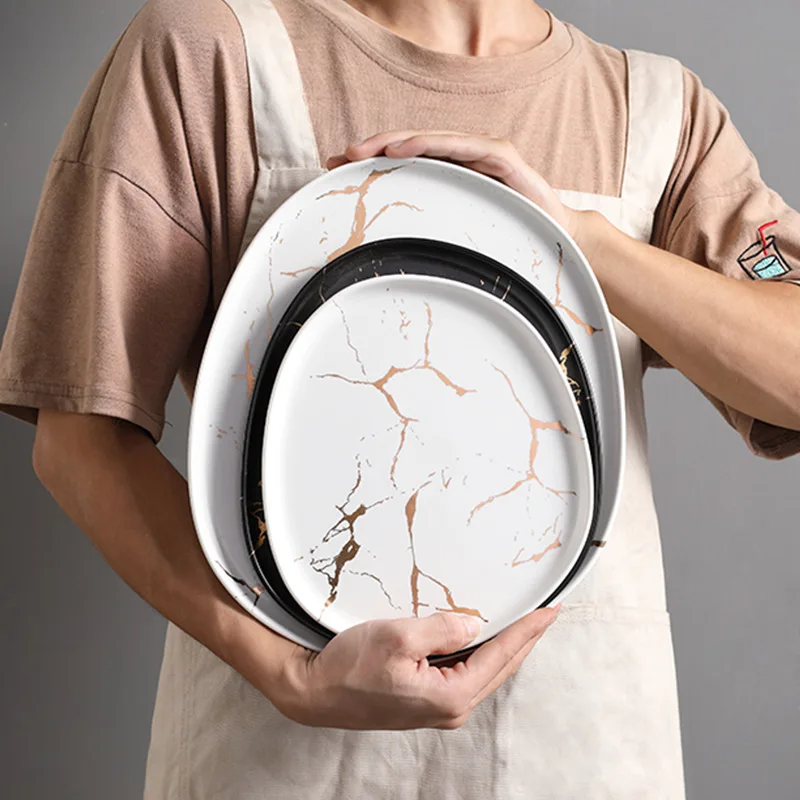 Nordic matte marbled gold ceramic western plate special-shaped pizza plate soup plate dinnerware sets ceramic dinner, Pink
Nordic matte marbled gold ceramic western plate special-shaped pizza plate soup plate dinnerware sets ceramic dinner, Pink