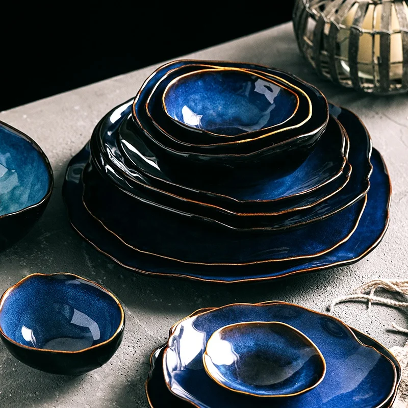 1/2/4 Person Tableware Set Blue Color Ceramics Irregular Shape Dinner Set Dishes Plate
1/2/4 Person Tableware Set Blue Color Ceramics Irregular Shape Dinner Set Dishes Plate