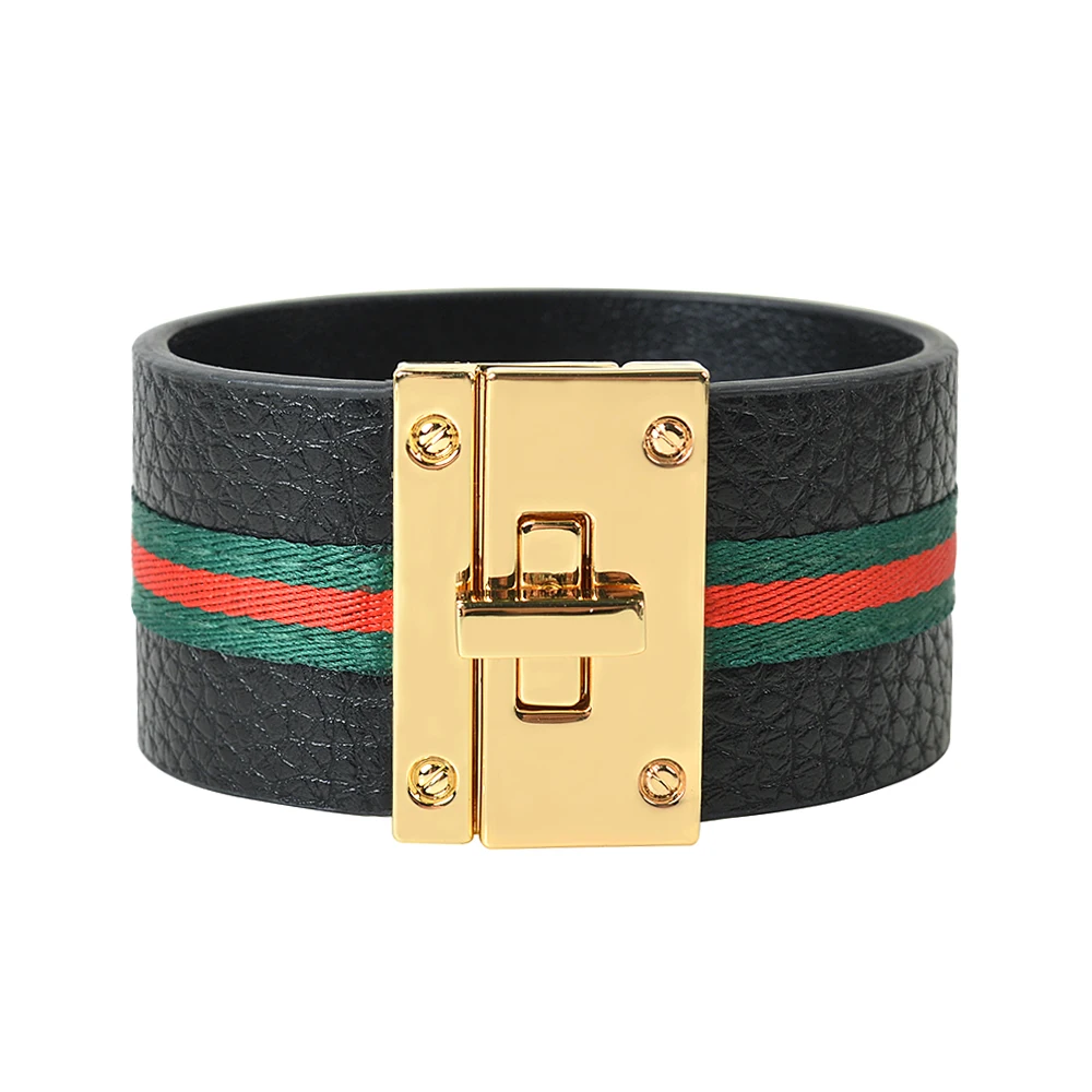 Women Cuff Leather Bracelet Bangles Simple Steel Lock Design Wide Charm Bracelets Female Jewelry Punk Casual Bracelet
Women Cuff Leather Bracelet Bangles Simple Steel Lock Design Wide Charm Bracelets Female Jewelry Punk Casual Bracelet