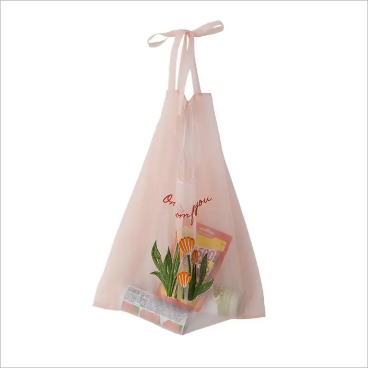 Fruit Embroidery Transparent Organza Cute Ladies Shopping Handbag Lightweight Shoulder Tote Bags, Customized color
Fruit Embroidery Transparent Organza Cute Ladies Shopping Handbag Lightweight Shoulder Tote Bags, Customized color