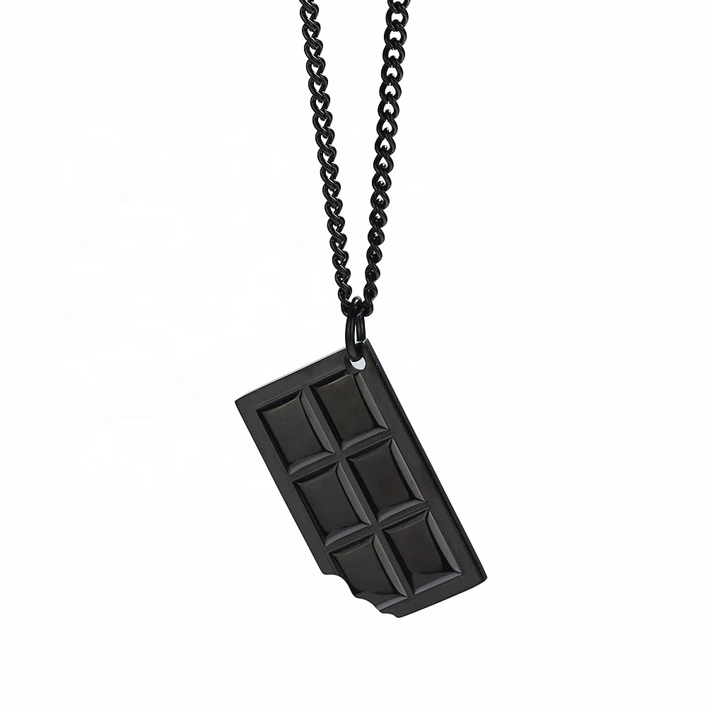 Stainless steel streetwear style jewelry creative chocolate pendant necklace, Silver color/black
Stainless steel streetwear style jewelry creative chocolate pendant necklace, Silver color/black