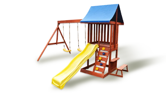Includes:climbing wall with 5 holds/2 plastic swings/7ft plastic slide