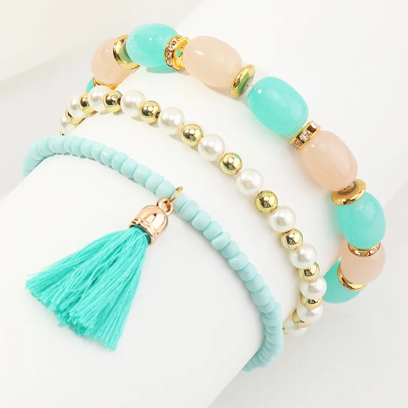 Weihao Hot Selling Trendy Candy Color Beaded Pearl Bracelet Multilayer Elastic Tassel Bracelet, As picture show
Weihao Hot Selling Trendy Candy Color Beaded Pearl Bracelet Multilayer Elastic Tassel Bracelet, As picture show