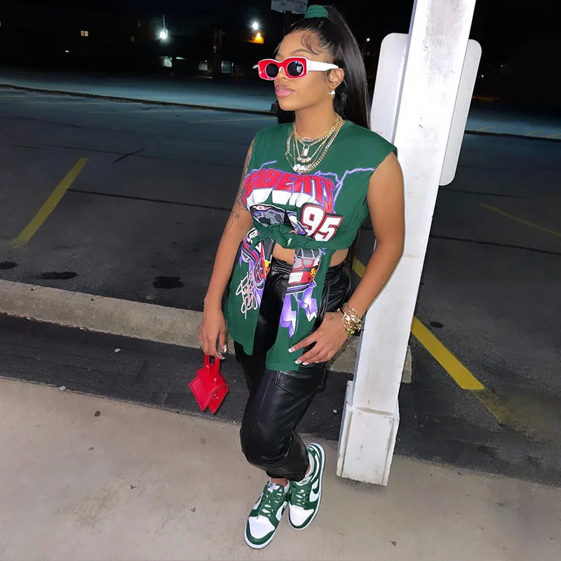 Hip Hop Street Style Digital Print Sexy Split Casual Short Sleeve T Shirt For Women
Hip Hop Street Style Digital Print Sexy Split Casual Short Sleeve T Shirt For Women