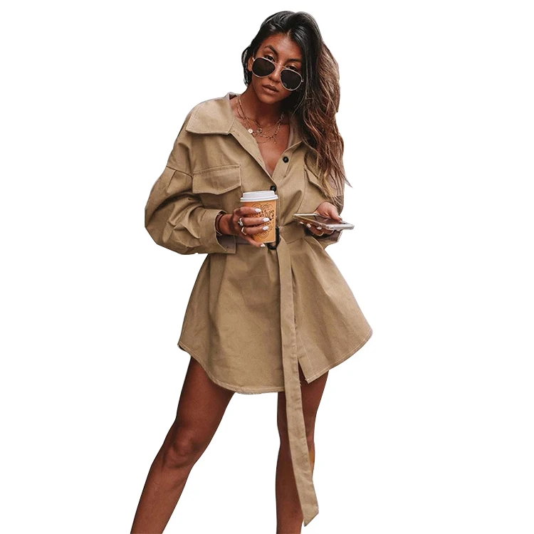 2020 Ins Street Fashion Khaki Draw back Thin High Wrap Waist Asymmetry With Belt Single Breasted Dresses
2020 Ins Street Fashion Khaki Draw back Thin High Wrap Waist Asymmetry With Belt Single Breasted Dresses