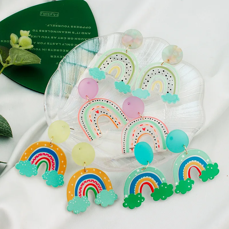 OUYE 2021 New ins Style Girl Acrylic Resin Earrings Fashion Cartoon Cute Clouds Rainbow Bridge Letter N Earrings Women, Golden/silver
OUYE 2021 New ins Style Girl Acrylic Resin Earrings Fashion Cartoon Cute Clouds Rainbow Bridge Letter N Earrings Women, Golden/silver