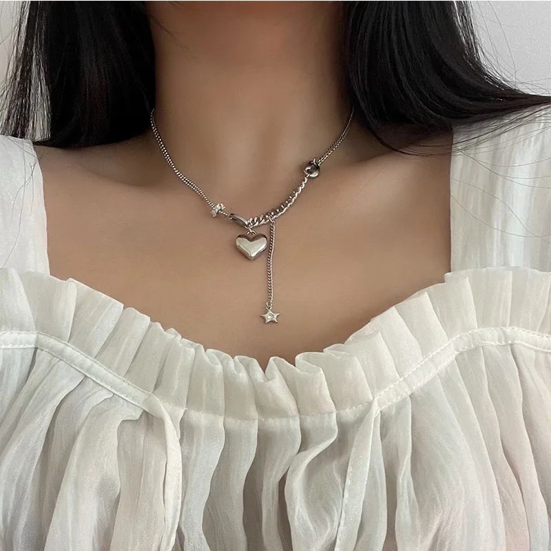 Fashion Stainless Steel Link Chain Star Pendant Necklace Trendy Love Heart Pendant Choker Necklace For Women
Fashion Stainless Steel Link Chain Star Pendant Necklace Trendy Love Heart Pendant Choker Necklace For Women