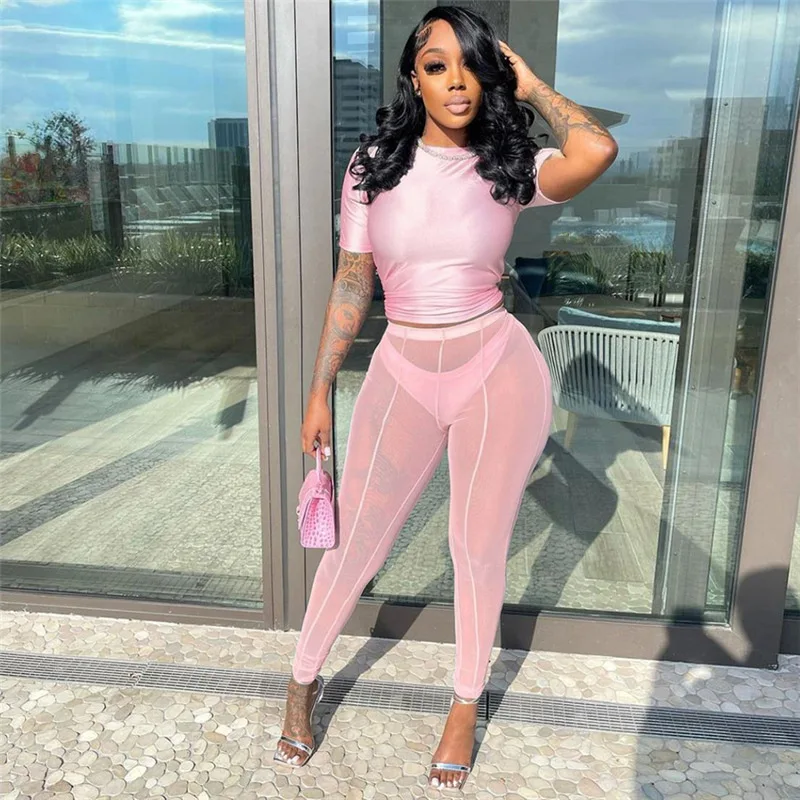 Elegant Ladies Breathable Trousers Suit Solid Color Sexy Slim Short Sleeve Top Mesh Charming Breathable Trousers Women
Elegant Ladies Breathable Trousers Suit Solid Color Sexy Slim Short Sleeve Top Mesh Charming Breathable Trousers Women