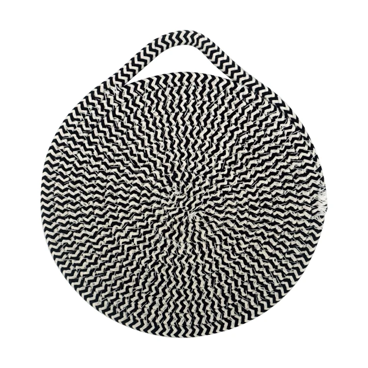 Wholesale Black and White Stripes non-slip Heat insulation Cotton Rope Round Woven Placemat coaster, Black&white stripes or customized
Wholesale Black and White Stripes non-slip Heat insulation Cotton Rope Round Woven Placemat coaster, Black&white stripes or customized