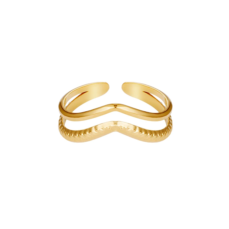 Hot design unique S925 silver fashion jewelry 18K gold plated double layer wave open finger ring, Gold/white
Hot design unique S925 silver fashion jewelry 18K gold plated double layer wave open finger ring, Gold/white