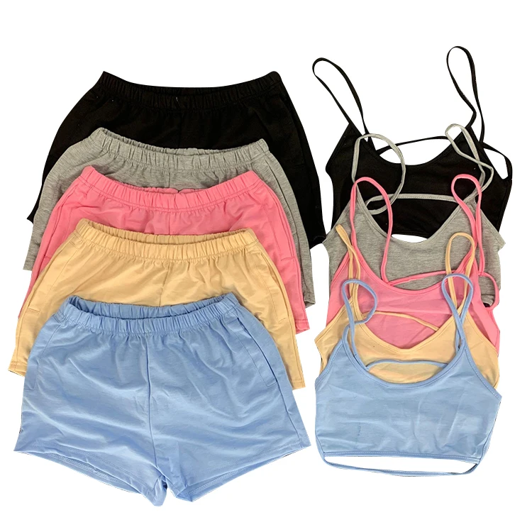 S-2XL 2021 Custom logo summer ladies backless camisole crop tank top women two piece short set
S-2XL 2021 Custom logo summer ladies backless camisole crop tank top women two piece short set