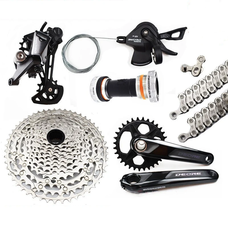 12 speed MTB SL-M6100 left right shifter 118 chain 10-51T freewheel 32T 175 crankset SM BB52 groupset Bike Bicycle groupset, Black
12 speed MTB SL-M6100 left right shifter 118 chain 10-51T freewheel 32T 175 crankset SM BB52 groupset Bike Bicycle groupset, Black